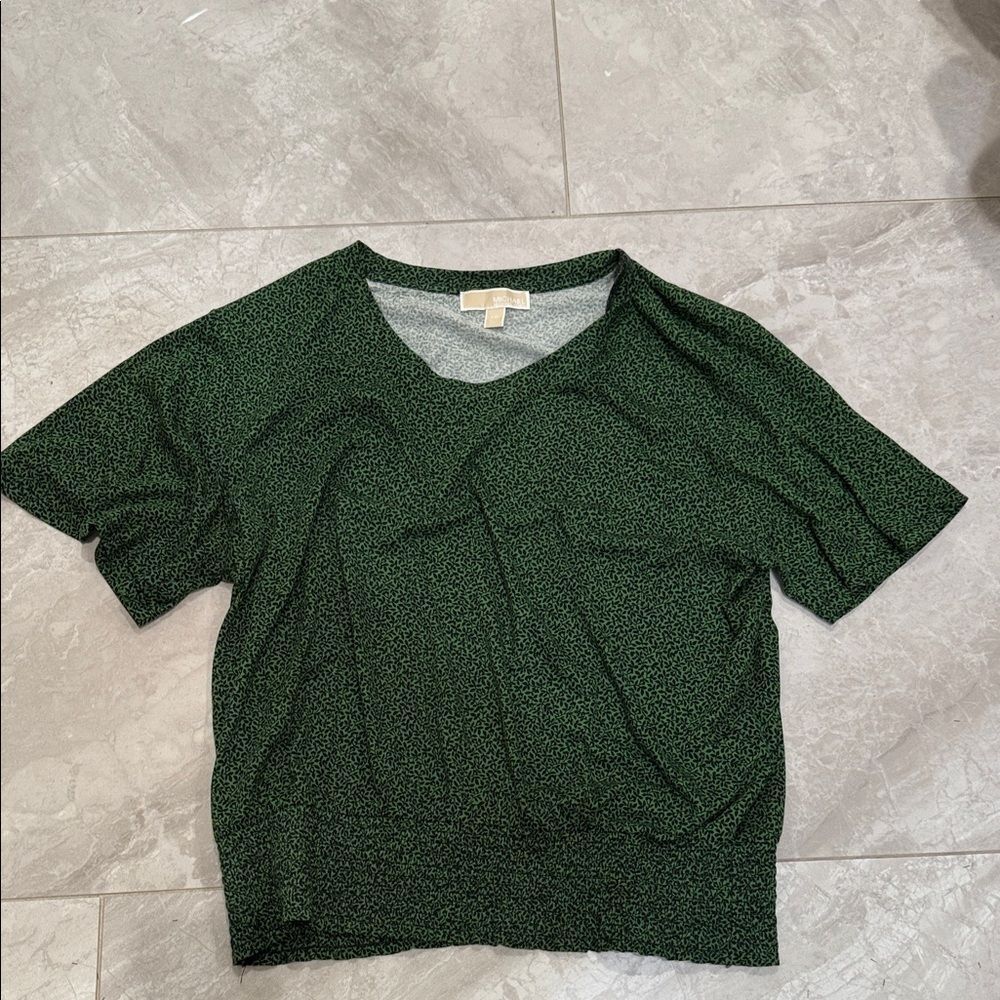 Michael Kors Dark Green Short Sleeve Top